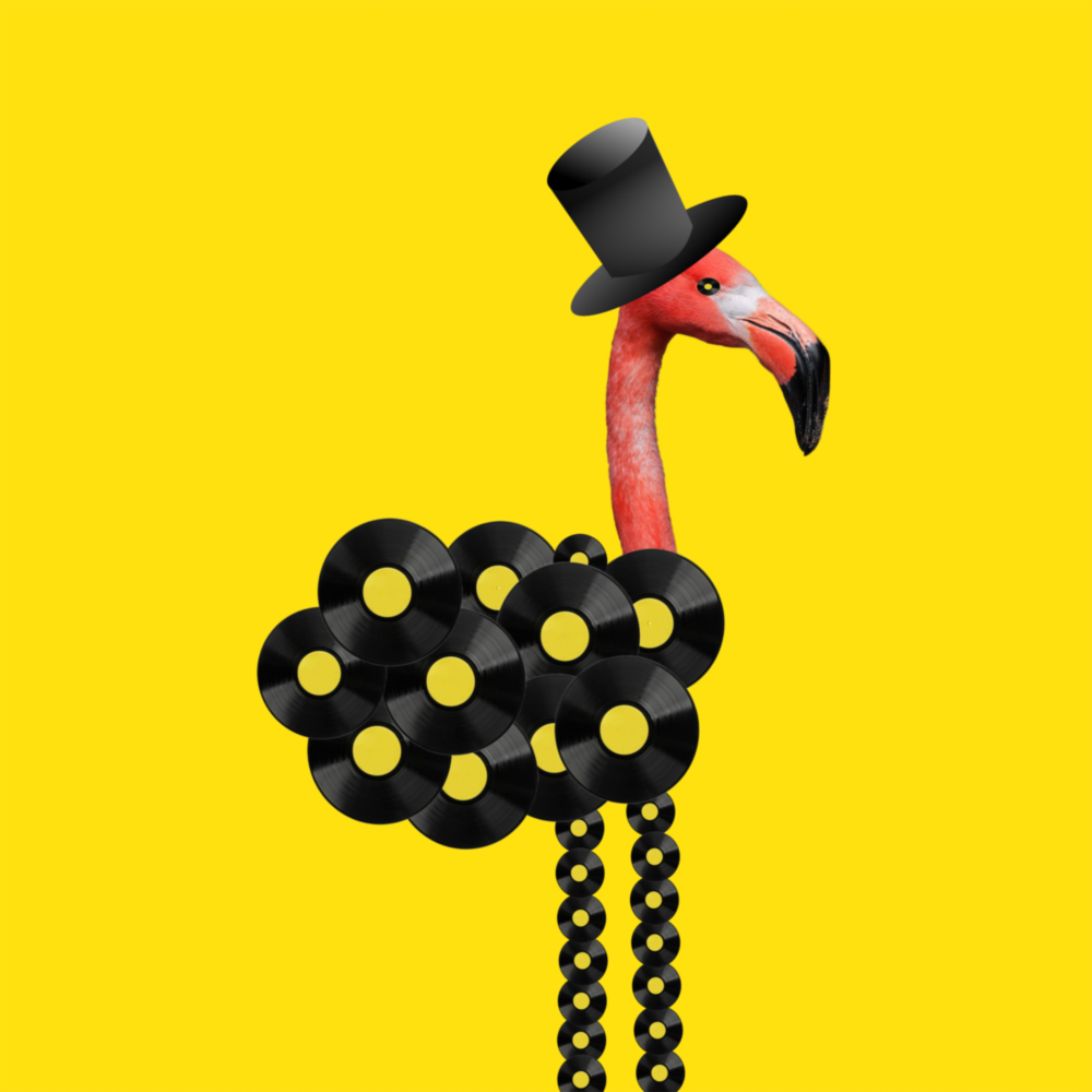 Arte della parete di vetro Postura del fenicottero