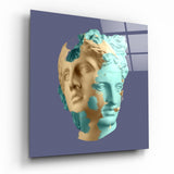 Geschnittene Pinke Statue Grün Glasbild - 40x40 cm