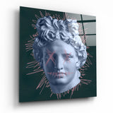 Apollo mit Pinkem Kritzel-Gesicht Glasbild - 40x40 cm