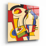 Vibrant Pop Expression Glass Wall Art - 40x40 cm