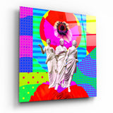Tre Statue Pop Neon quadro in vetro - 40x40 cm