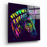 Neon-Spritzer Zebra Violett Glasbild - 40x40 cm