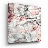 Blush Pink Ink Marble Glass Wall Art - 40x40 cm