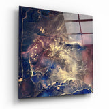 Marineblau und Gold Tinten-Explosion Glasbild - 40x40 cm