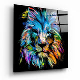 Blue Lion Glass Wall Art - 40x40 cm