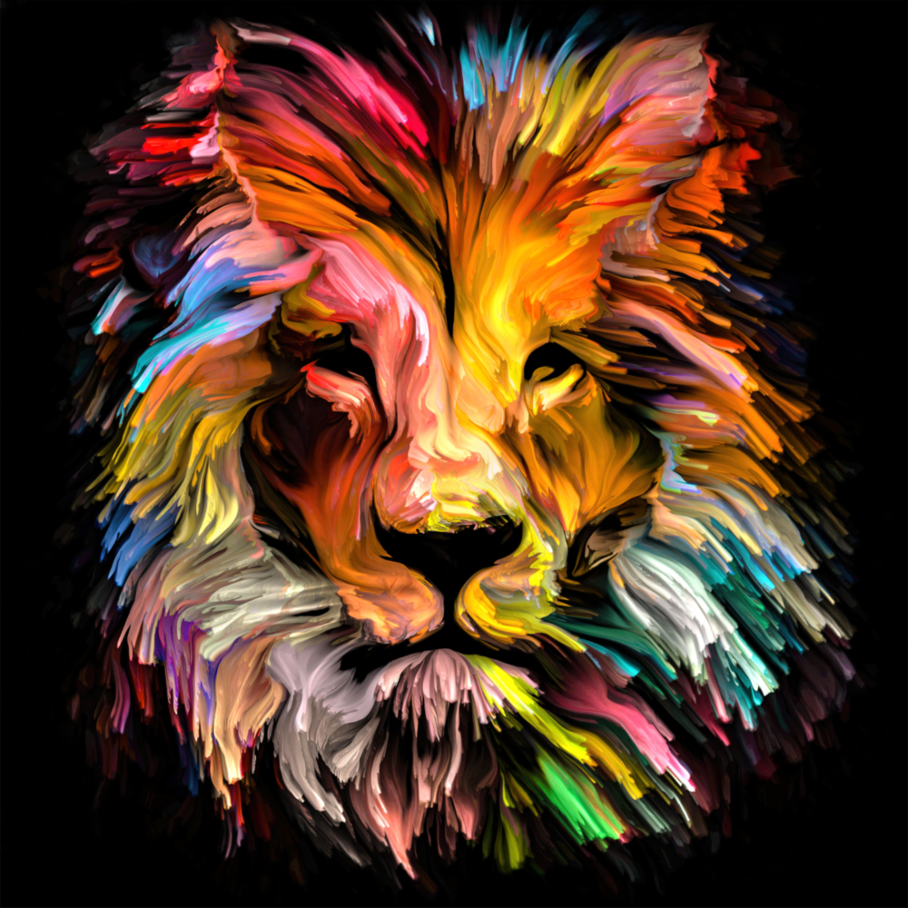 Gelber Löwengürtel Glasbild