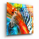 Zèbre Arc-en-ciel Vibrant tableau en verre - 40x40 cm