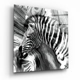 Monochromes Marmoriertes Zebra Glasbild - 40x40 cm