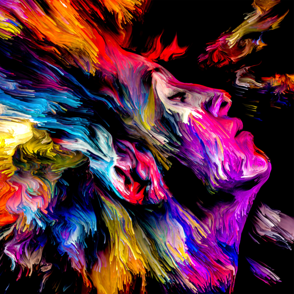 Farbenfrohe Träume Glasbild