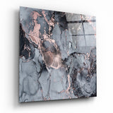 Roségold-geädertes Grau-Marmor Glasbild - 40x40 cm