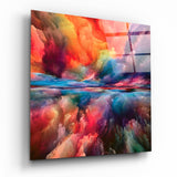 Orizzonte di Nuvole Arcobaleno Vibrante quadro in vetro - 40x40 cm