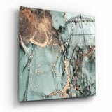 Marmo Verde Spuma di Mare con Foglia d'Oro quadro in vetro - 40x40 cm
