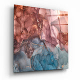Kupferadern Rost und Petrol Marmor Glasbild - 40x40 cm