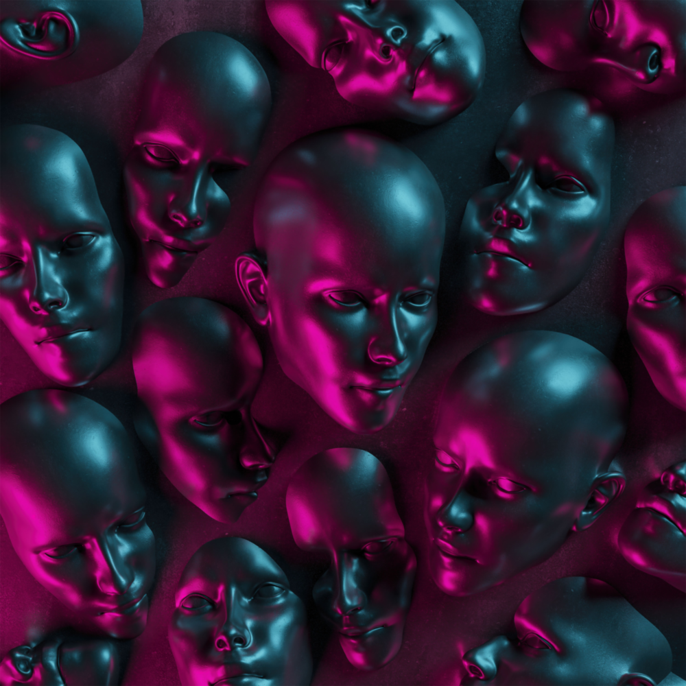 Visages métalliques Impression sur verre