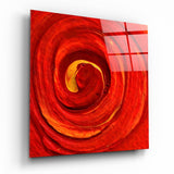 Rote Spiralwirbel mit Amberkern Glasbild - 40x40 cm