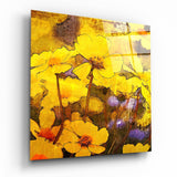 Goldgelbe Mohnblume Skizze Glasbild - 40x40 cm