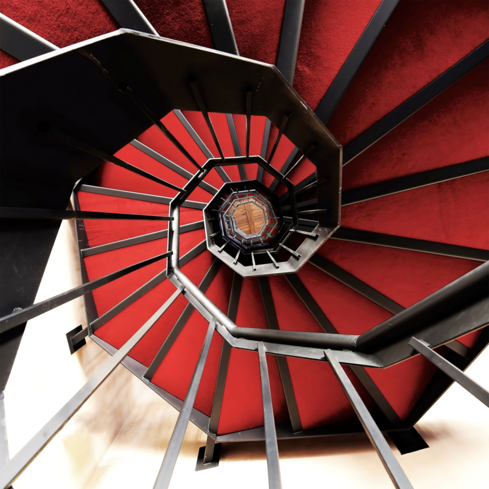 Red Stair Glass Wall Art