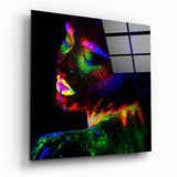 Neonfarben-Make-up Glasbild - 40x40 cm