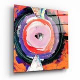 Spirale Abstraite Orange et Violette tableau en verre - 40x40 cm