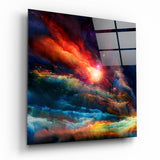 Esplosione di Stella Cremisi Nuvole Cosmiche quadro in vetro - 40x40 cm