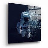 Astronaut mit Pixelauflösung Glasbild - 40x40 cm