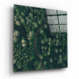 Forest Road Glass Wall Art - 40x40 cm