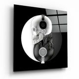 Calavera Yin Yang con Auriculares DJ cuadro de cristal - 40x40 cm