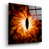 Fiery Flame Burst Eye Glass Wall Art - 40x40 cm