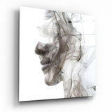 Profilo di Donna Silhouette di Fumo quadro in vetro - 40x40 cm
