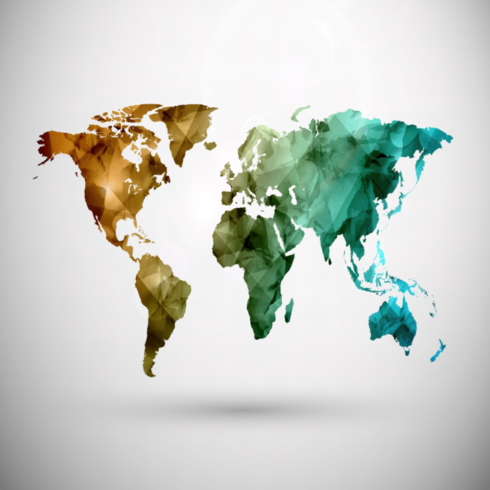 Arte della parete di vetro Mappa del mondo