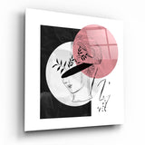 Zartrosa Mond Augenbinde Büste Glasbild - 40x40 cm