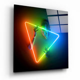 Figura a Triangolo Invertito Neon Arcobaleno quadro in vetro - 40x40 cm