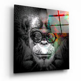 Singe sage tableau en verre - 40x40 cm