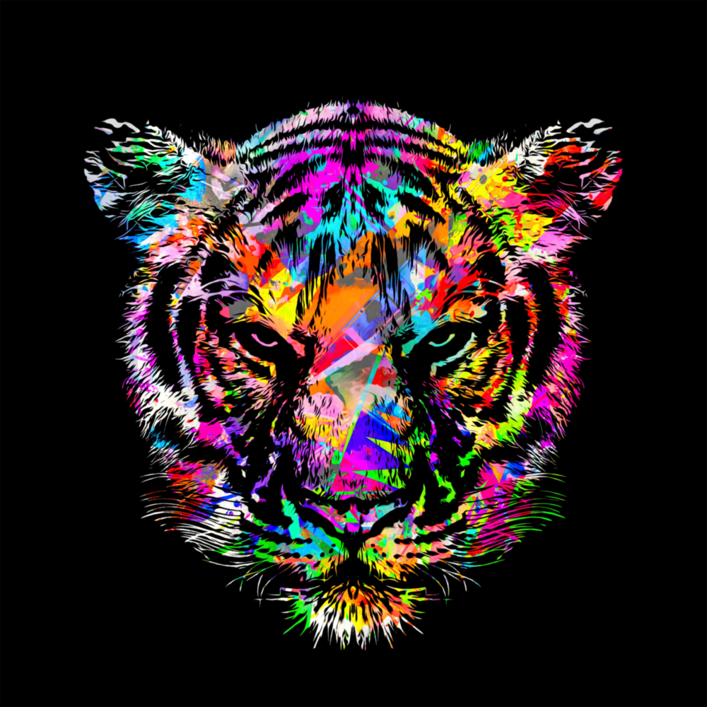 Arte de pared de vidrio de Tigre de color