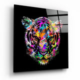 Tigre coloré tableau en verre - 40x40 cm