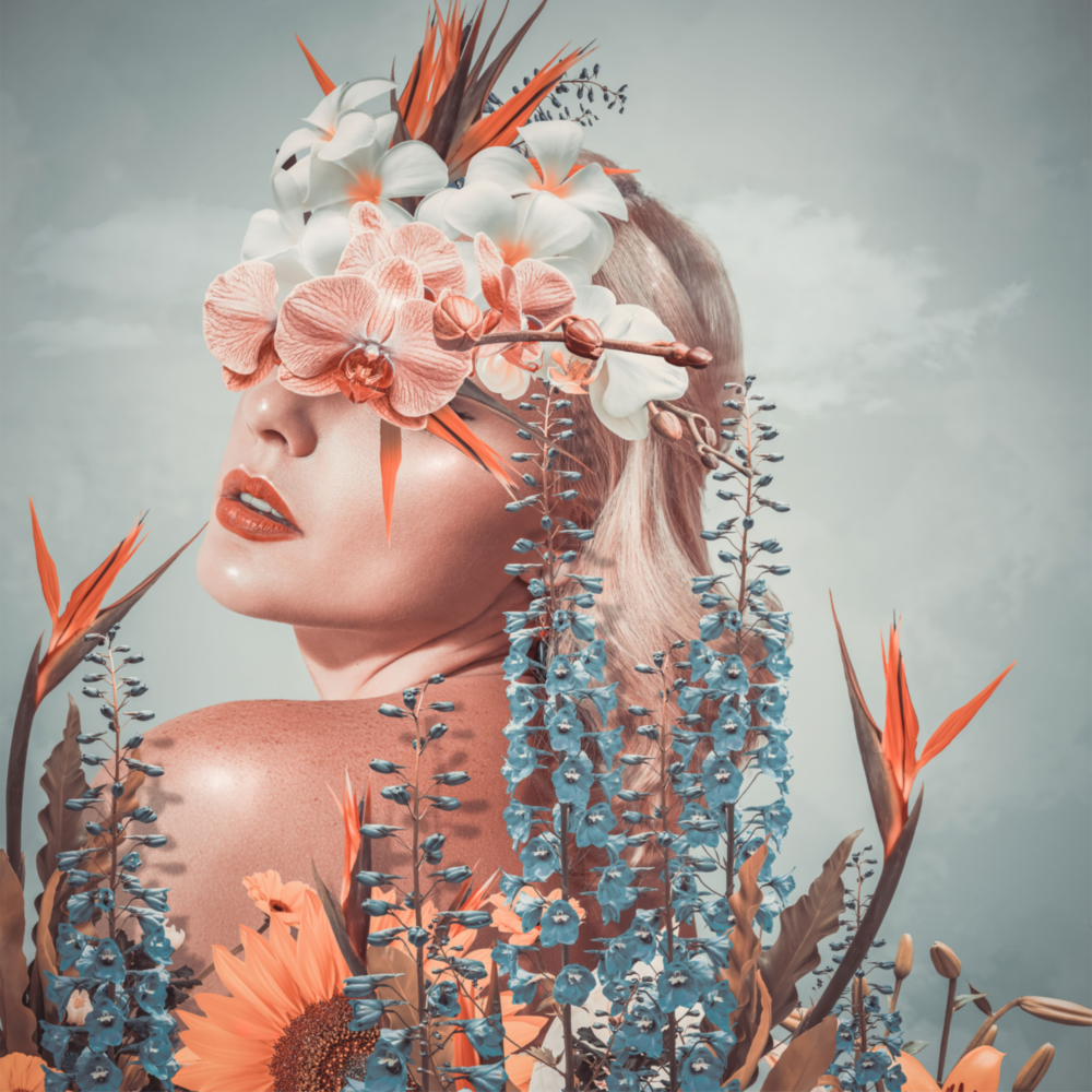 Arte de pared de vidrio de En las flores