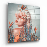 In The Flowers Glass Wall Art - 40x40 cm