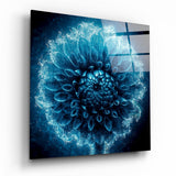 Vereiste Blaue Dahlie Glasbild - 40x40 cm