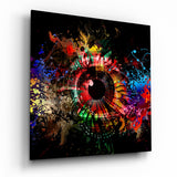 Psychedelic Eye Color Burst Glass Wall Art - 40x40 cm