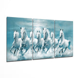 Running Horses Mega Glass Wall Art - 140x72 cm
