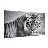 Snow Tiger Mega Glass Wall Art - 140x72 cm