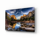 Rivière de la Vallée Yosemite tableau en verre - 72x46 cm