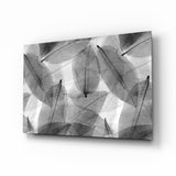 Black - White Leaves Glass Wall Art.