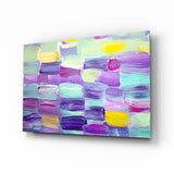 Pastel Purple Brushstroke Grid Glass Wall Art - 72x46 cm