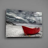 Red Kayak Glass Wall Art.