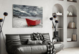 Red Kayak Glass Wall Art.