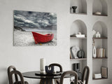 Red Kayak Glass Wall Art.
