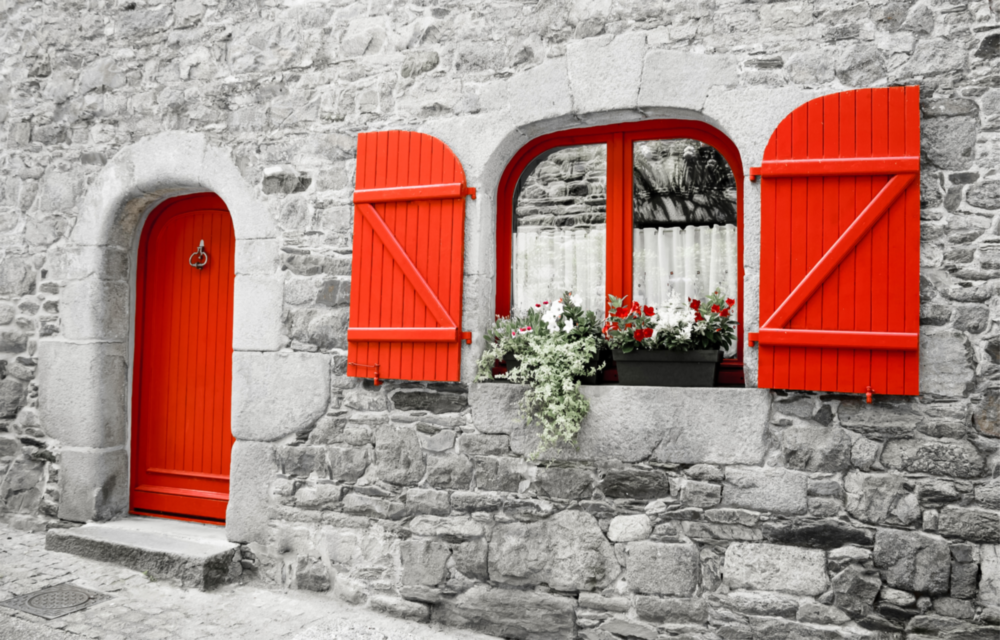 porte rouge Impression sur verre