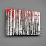 Red Forest Glass Wall Art.
