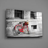 Red Bicycle Glass Wall Art.